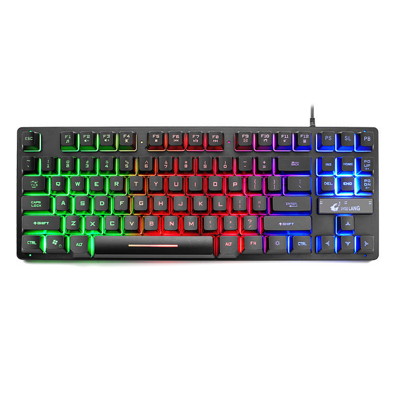 Electronic Games Mechanical Keyboard Notebook Keyboard with RGB lighting and compact design.