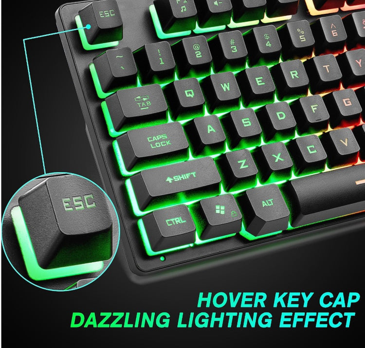 Electronic Games Mechanical Keyboard Notebook Keyboard with hover key cap and dazzling lighting effect.