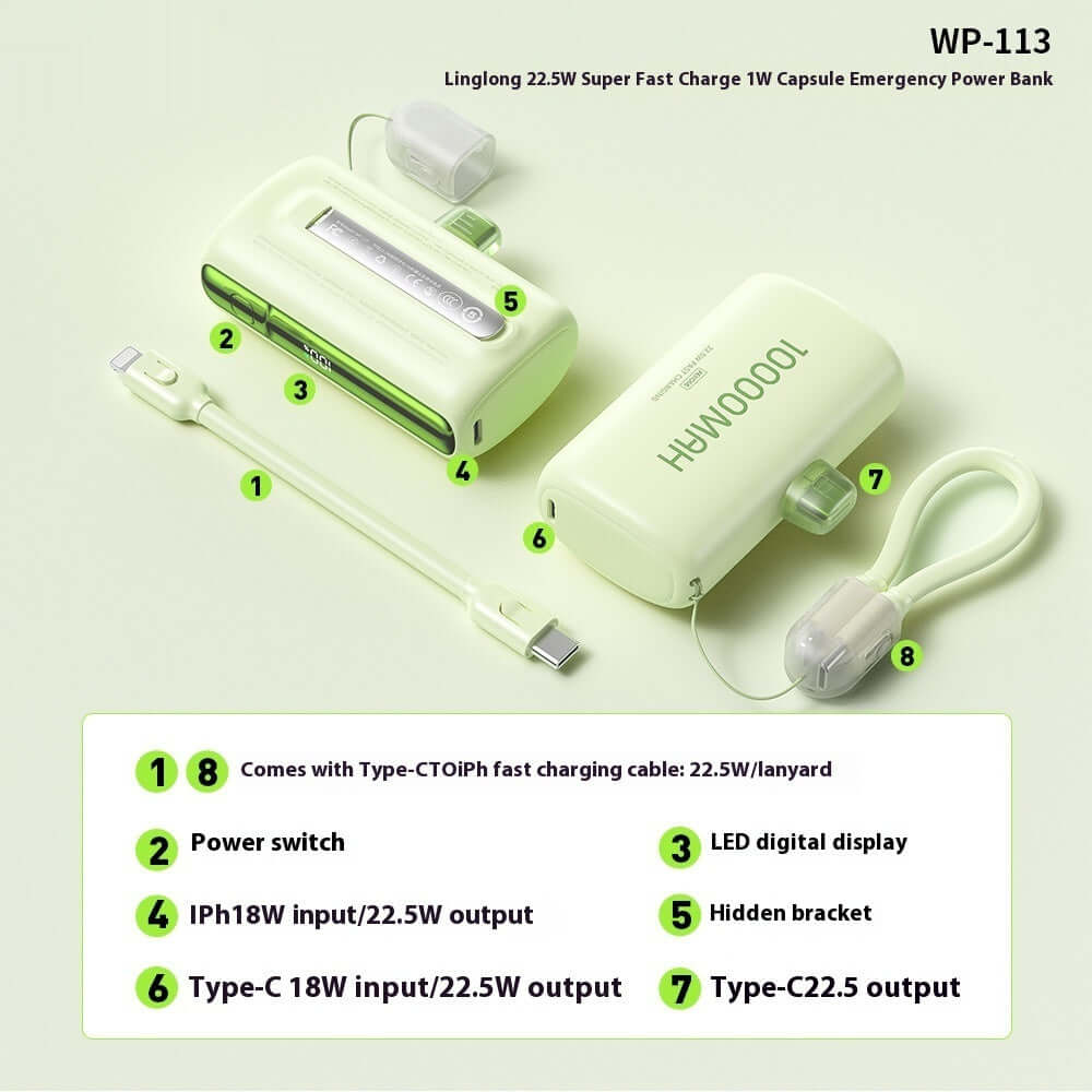 LUCKIELLS     Portable Mini Capsule Power Bank