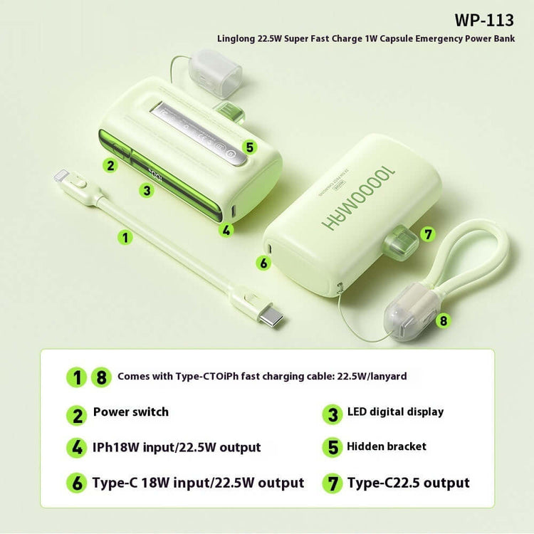 LUCKIELLS     Portable Mini Capsule Power Bank