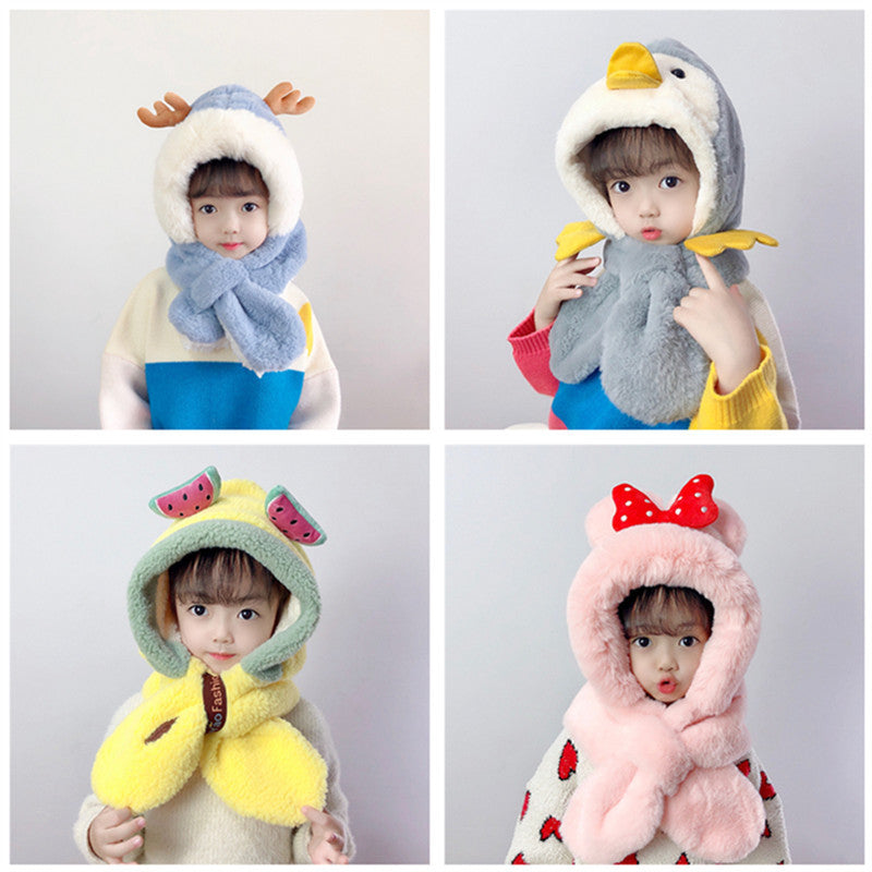 Thick Warm Children's Scarves and Hats with Cute Designs